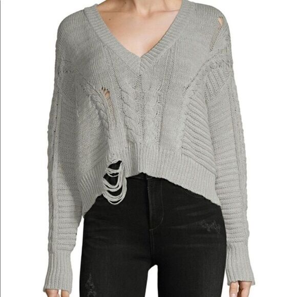 Wildfox distressed cropped sweater  - Picture 1 of 3